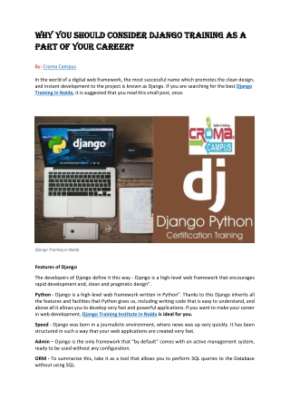 Why you should consider Django training as a part of your Career?
