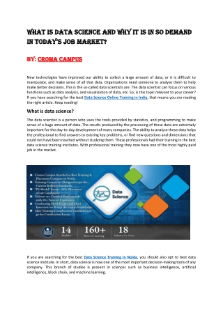 What is data science and why it is in so demand in today’s job market?