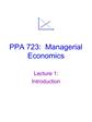 PPA 723: Managerial Economics