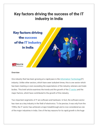 Key factors driving the success of the IT industry in India