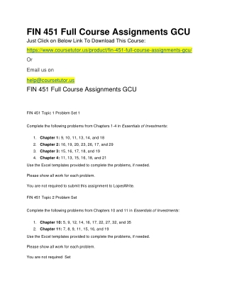 FIN 451 Full Course Assignments GCU