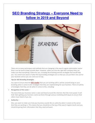 SEO Branding Strategy – Everyone Need to follow in 2019 and Beyond