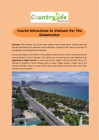 Tourist Attractions In Vietnam For The Globetrotter