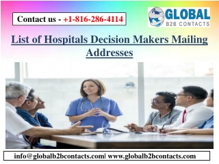 List of Hospitals Decision Makers Mailing Addresses