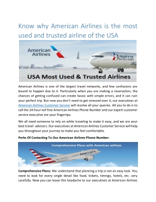 American Airlines the most used and trusted airline in USA