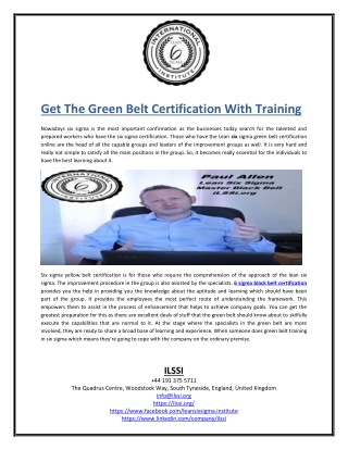 Get The Green Belt Certification With Training