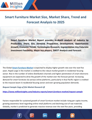Smart Furniture Market Size, Market Share, Trend and Forecast Analysis to 2025