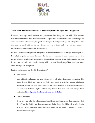 Take Your Travel Business To a New Height With Flight API Integration