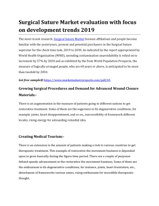 Surgical Suture Market evaluation with focus on development trends 2019