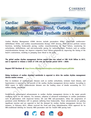 Cardiac Rhythm Management Devices Market Scrutinized in New Research By 2026