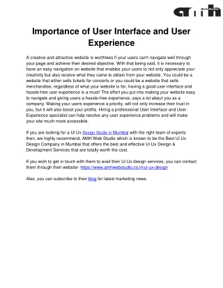 Importance of User Interface and User Experience