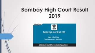 Bombay High Court Result 2019, Bombay HC 182 Clerk Cut Off, Merit List