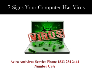 Avira Antivirus Service Phone 1833 284 2444 Number USA