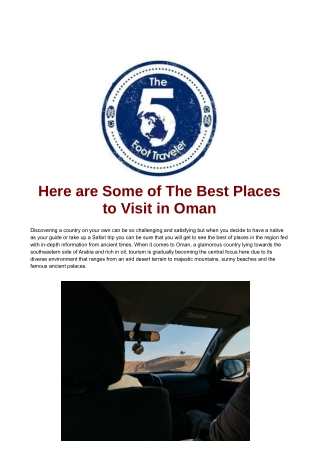 Here are Some of The Best Places to Visit in Oman