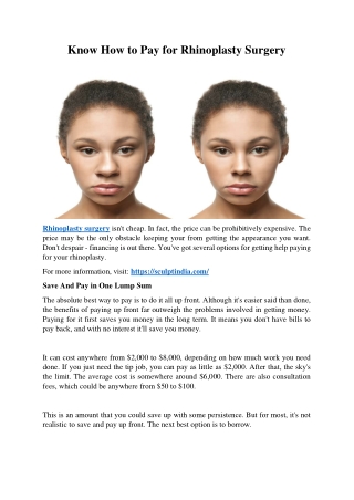 Know How to Pay For Rhinoplasty Surgery