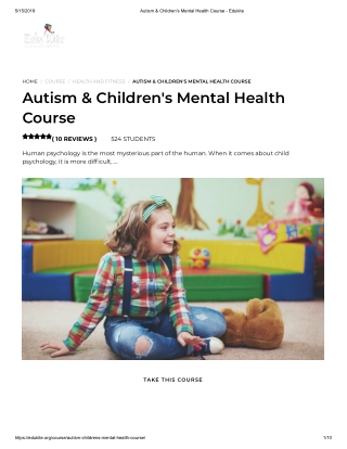 Autism & Children's Mental Health Course - Edukite