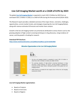 Live Cell Imaging Market worth at a CAGR of 8.9% by 2023