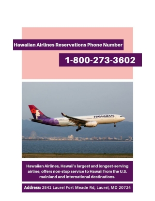 Hawaiian Airlines Phone Number For Reservations - Cheap Flights
