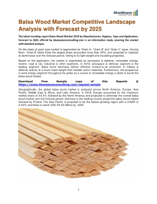 Balsa Wood Market Competitive Landscape Analysis with Forecast by 2025