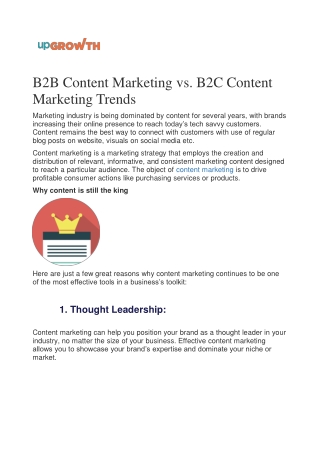 B2B Content Marketing vs. B2C Content Marketing Trends