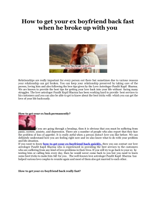 Effective Tips for How to get your ex boyfriend back fast when he broke up with you