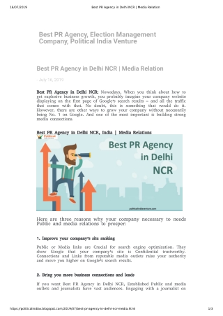 Best PR Agency in Delhi NCR-Media Relation