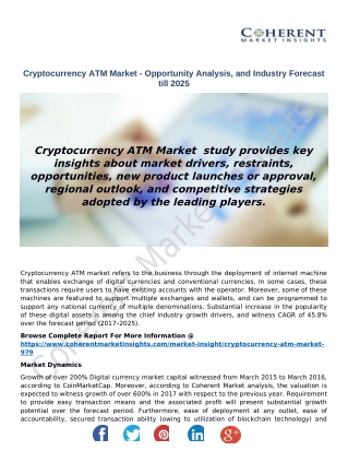 Cryptocurrency ATM Market - Opportunity Analysis, and Industry Forecast till 2025