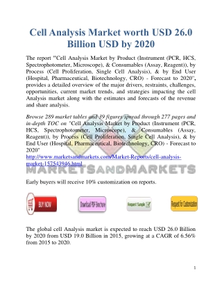 Emerging Economies in Asia-Pacific are the New Revenue Pockets for the Cell Analysis Market