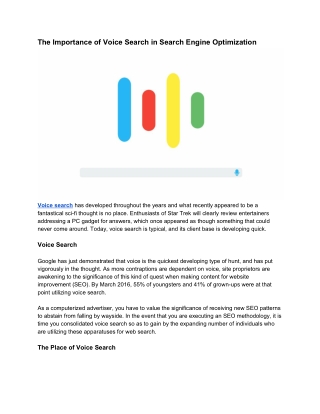 The Importance of Voice Search in Search Engine Optimization