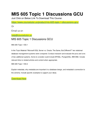 MIS 605 Topic 1 Discussions GCU