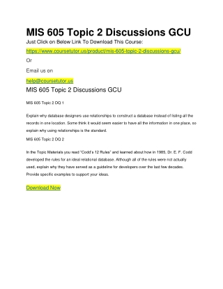 MIS 605 Topic 2 Discussions GCU