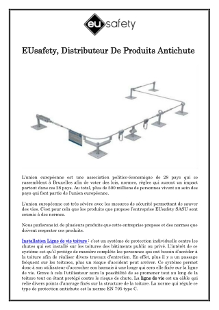EUsafety, Distributeur De Produits Antichute