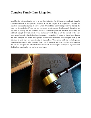 Complex Family Law Litigation