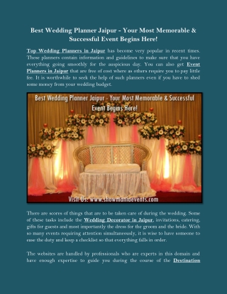 Best Wedding Planner Jaipur - Your Most Memorable & Successful Event Begins Here!