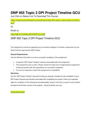 DNP 955 Topic 2 DPI Project Timeline GCU