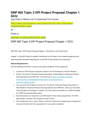 DNP 955 Topic 3 DPI Project Proposal Chapter 1 GCU