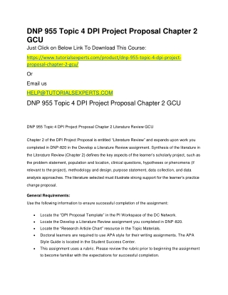 DNP 955 Topic 4 DPI Project Proposal Chapter 2 GCU