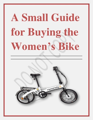 A Small Guide for Buying the Women’s Bike