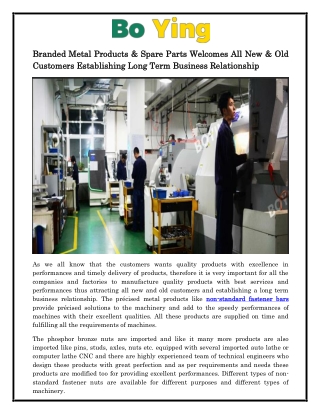 Branded Metal Products & Spare Parts Welcomes All New & Old Customers Establishing Long Term Business Relationship
