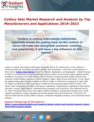 Cutlery Sets Market Research and Analysis by Top Manufacturers and Applications 2019-2023