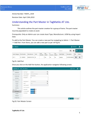 Understanding the Part Master in Asset