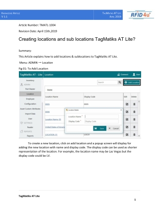 Creating locations and sublocations in Asset tracking Application