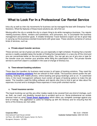 What to Look For In a Professional Car Rental Service