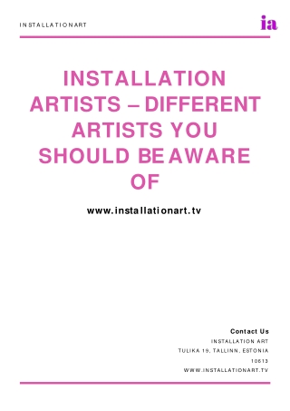 Installation Artists – Different Artists You Should Be Aware Of