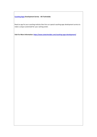 Coaching Apps Development Service  AIS Technolabs
