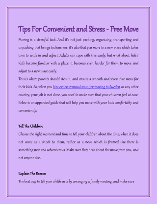 Tips For Convenient and Stress - Free Move