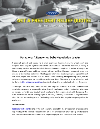 Ooraa.org: A Renowned Debt Negotiation Leader