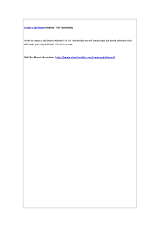 Create a job board website - AIS Technolabs