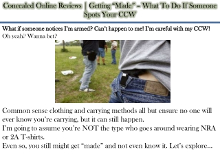 Concealed Online Reviews | Getting “Made” – What To Do If Someone Spots Your CCW