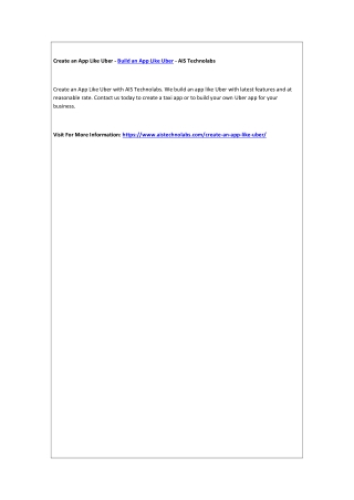 Create an App Like Uber - Build an App Like Uber - AIS Technolabs